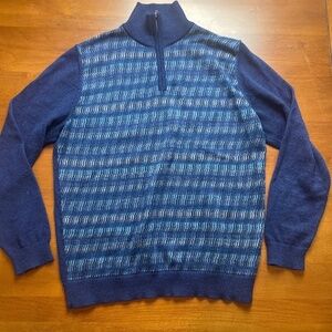Kuna Baby Alpaca Blue quarter zip long sleeve sweater size medium